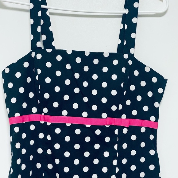 Polka Dot Dress with Pink Accent - Picture 2 of 10